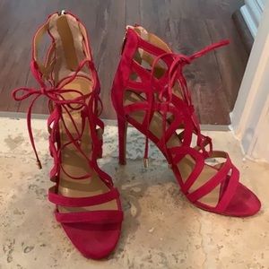 Express Lace Up Strappy Pink Heels